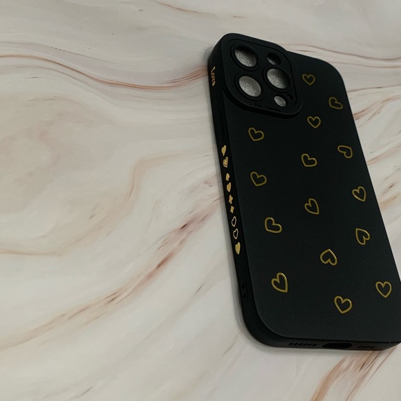 iPhone 14 Pro Max Phone Case with Gold Hearts - Picture 2 of 3